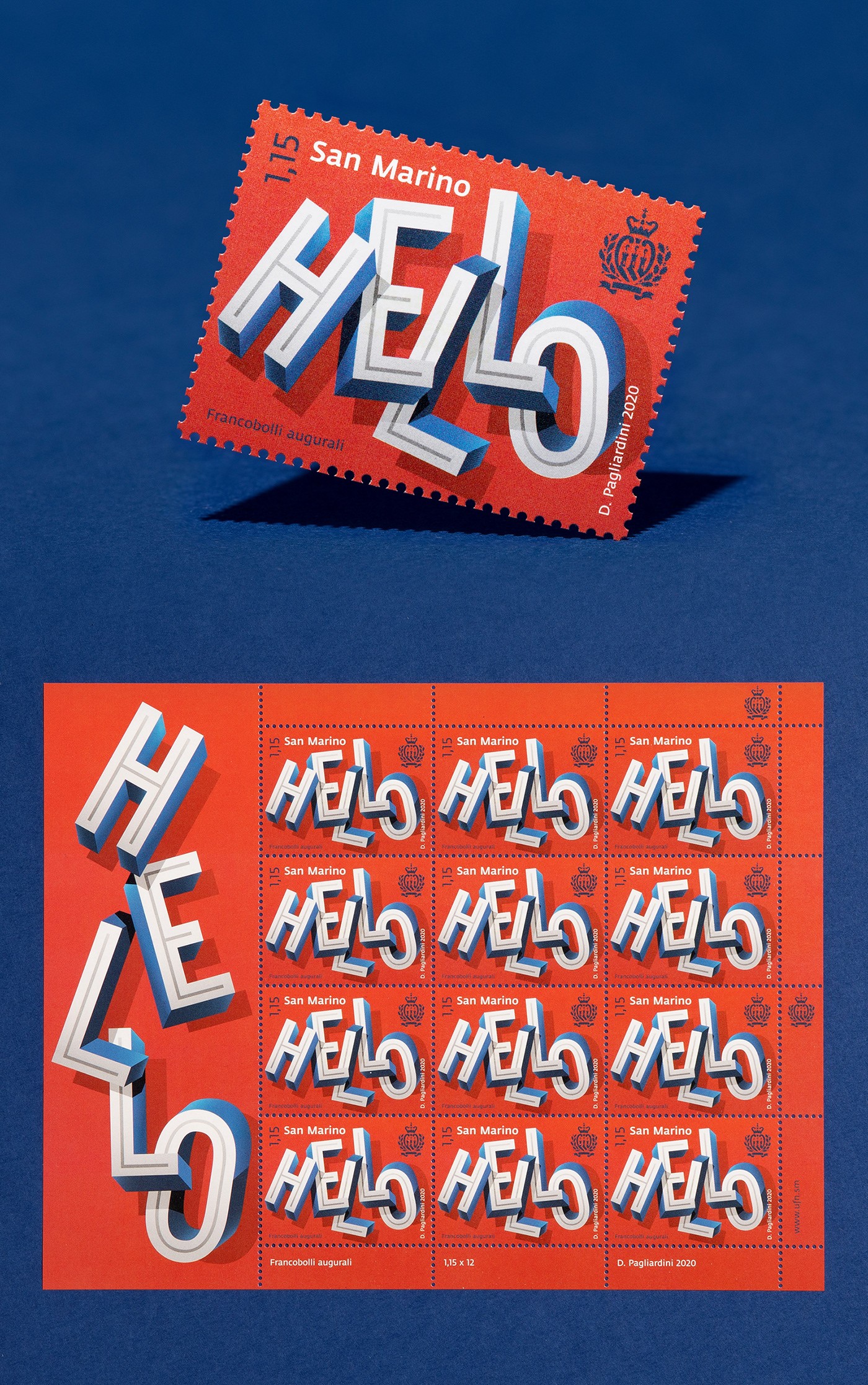 四種語言說「你好」：Davide Pagliardini郵票設計