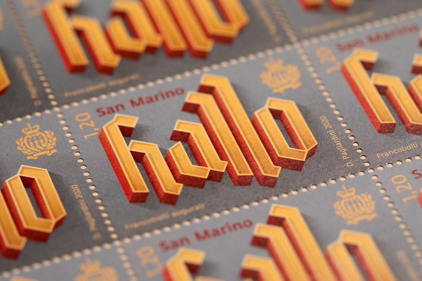 四種語言說「你好」：Davide Pagliardini郵票設計